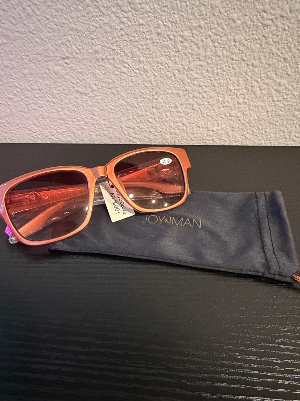 Joy & Iman +1.50 Orange Coral Sunglasses with cloth bag